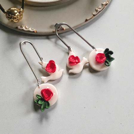 Cercei Flori - Cercei porumbei si flori