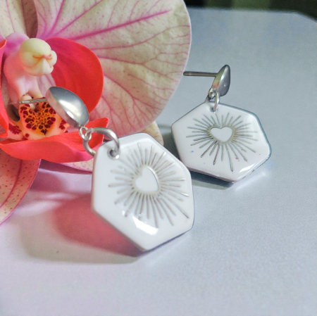 Statement - Cercei hexagonali cu soare argintiu