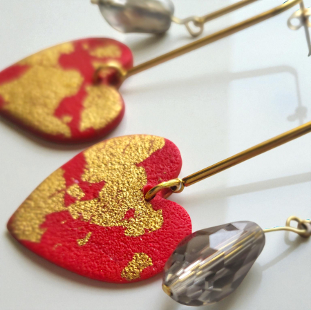 Cercei Inimi cu cristal fumuriu [1]