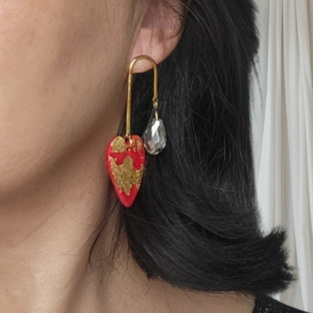 Cercei Inimi cu cristal fumuriu [2]