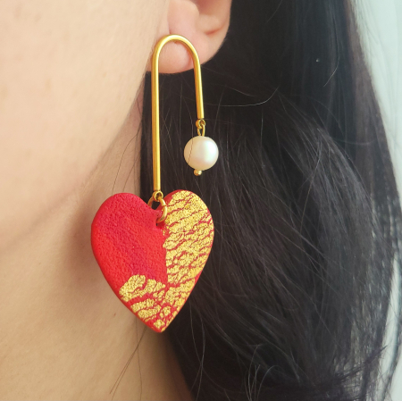 SĂRBĂTORI - Cercei Inimi cu perle