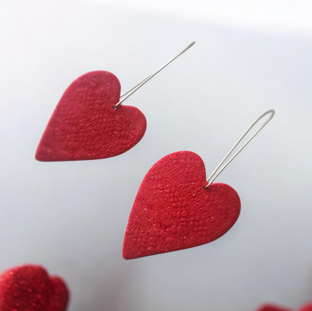 SĂRBĂTORI - Cercei inimi roșii mari