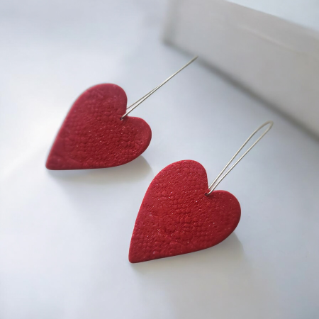 Inimi - Cercei inimi roșii mari