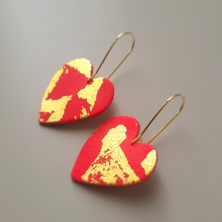 SĂRBĂTORI - Set 4 inimi - roșii și turcoaz