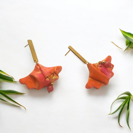 Statement - Flăcări de Jad - cercei cu jad, în tonuri calde