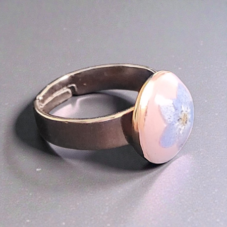 Inel reglabil lut cu floare Nu-Ma-Uita presata [2]