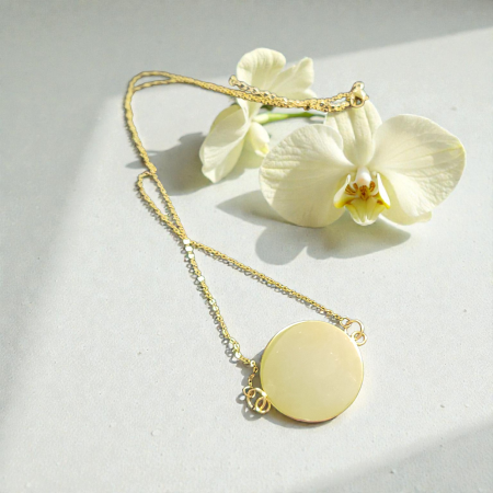 Pandantiv cu floare naturala presata si lant otel inoxidabil [2]