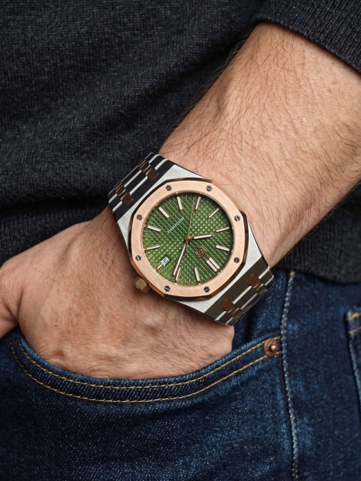 Olive Waffle Two-Tone Custom Homage NH35 41mm [5]