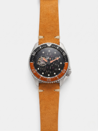 Casual - Orange Black Skeleton NH70 Open Heart
