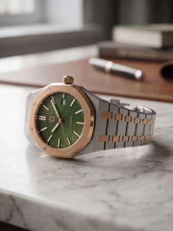Olive Waffle Two-Tone Custom Homage NH35 41mm [3]