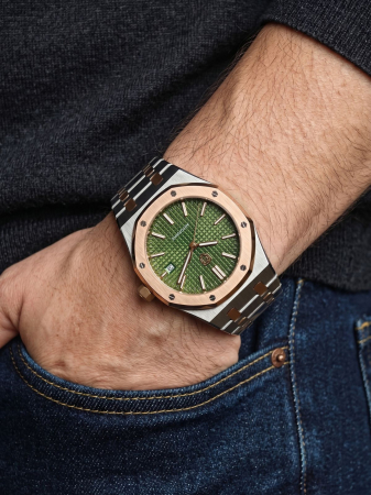 Olive Waffle Two-Tone Custom Homage NH35 41mm [4]