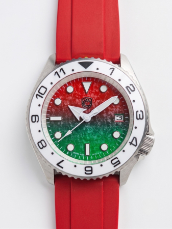 Divers - Watermelon Diver Custom 43mm Ceramic Bezel FKM Strap