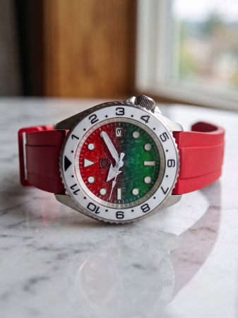 Watermelon Diver Custom 43mm Ceramic Bezel FKM Strap [6]