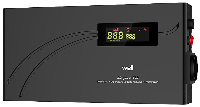 Stabilizator de tensiune cu releu, slim Well AVR-REL-SLIMPOWER500-WL, 500VA / 300W [1]
