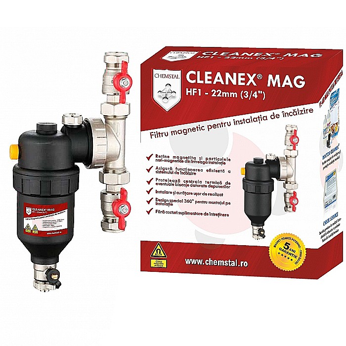 Filtru antimagnetita instalatie termica CLEANEX MAG HF1 - 3/4" (22MM) [1]