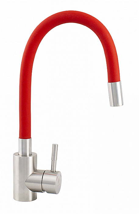 Baterie bucatarie INOX pipa flexibila ROSU, Ermetiq [1]