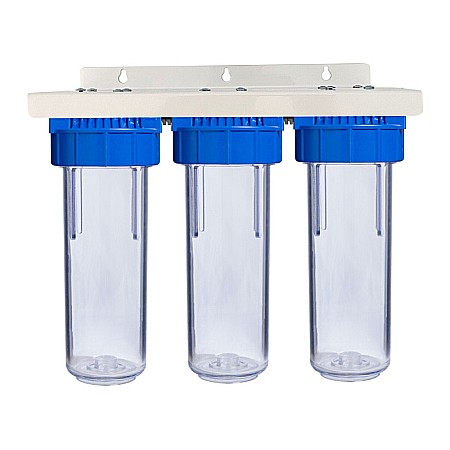 RECIRCULARE SI FILTRARE APA - SET CARCASA FILTRU TRANSPARENT 3BUC 10 CU SUPORT METAL AQUAPUR VALROM AQUA00110131032
