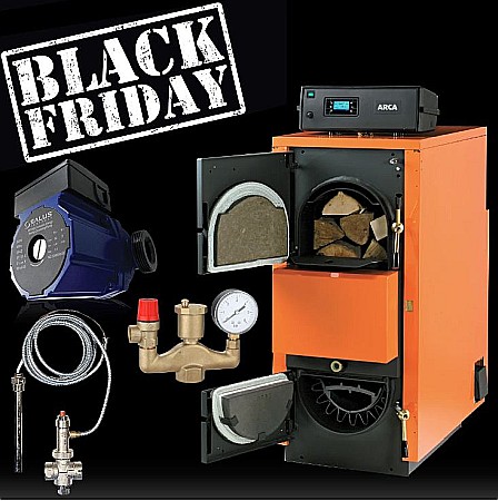 CAZANE COMBUSTIBIL SOLID - PACHET CENTRALA LEMNE GAZEIFICARE ARCA ASPIRO 70R – 69KW - BLACK FRIDAY