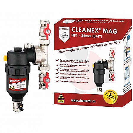 ACCESORII MONTAJ ECHIPAMENTE - Filtru antimagnetita instalatie termica CLEANEX MAG HF1 - 3/4" (22MM)