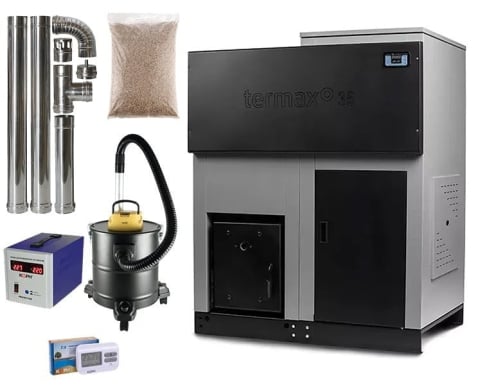 CAZANE PELETI - Pachet centrala cu peleti Termax ECO GRI 35 kW