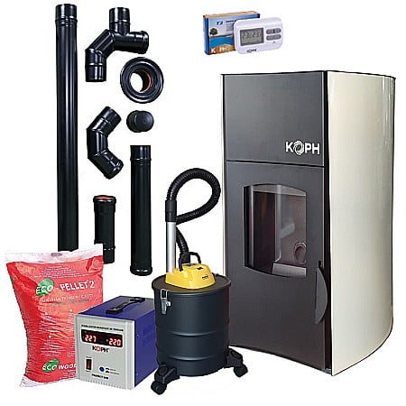 CAZANE COMBUSTIBIL SOLID - Pachet Termosemineu peleti cu agent termic KOPH PM 25 kW Fiama