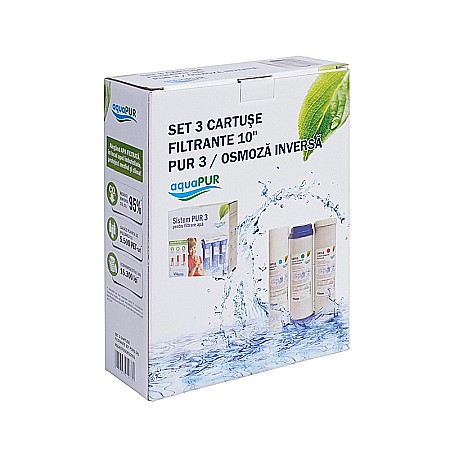 RECIRCULARE SI FILTRARE APA - SET 3 CARTUSE FILTRANTE 10'' PENTRU FILTRUL PUR3 / OSMOZA INVERSA