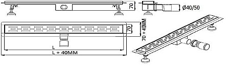 Rigola din inox CLASIC 400x70 [6]