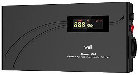ACCESORII MONTAJ ECHIPAMENTE - Stabilizator de tensiune cu releu, slim Well AVR-REL-SLIMPOWER1000-WLL, 1000VA / 600W