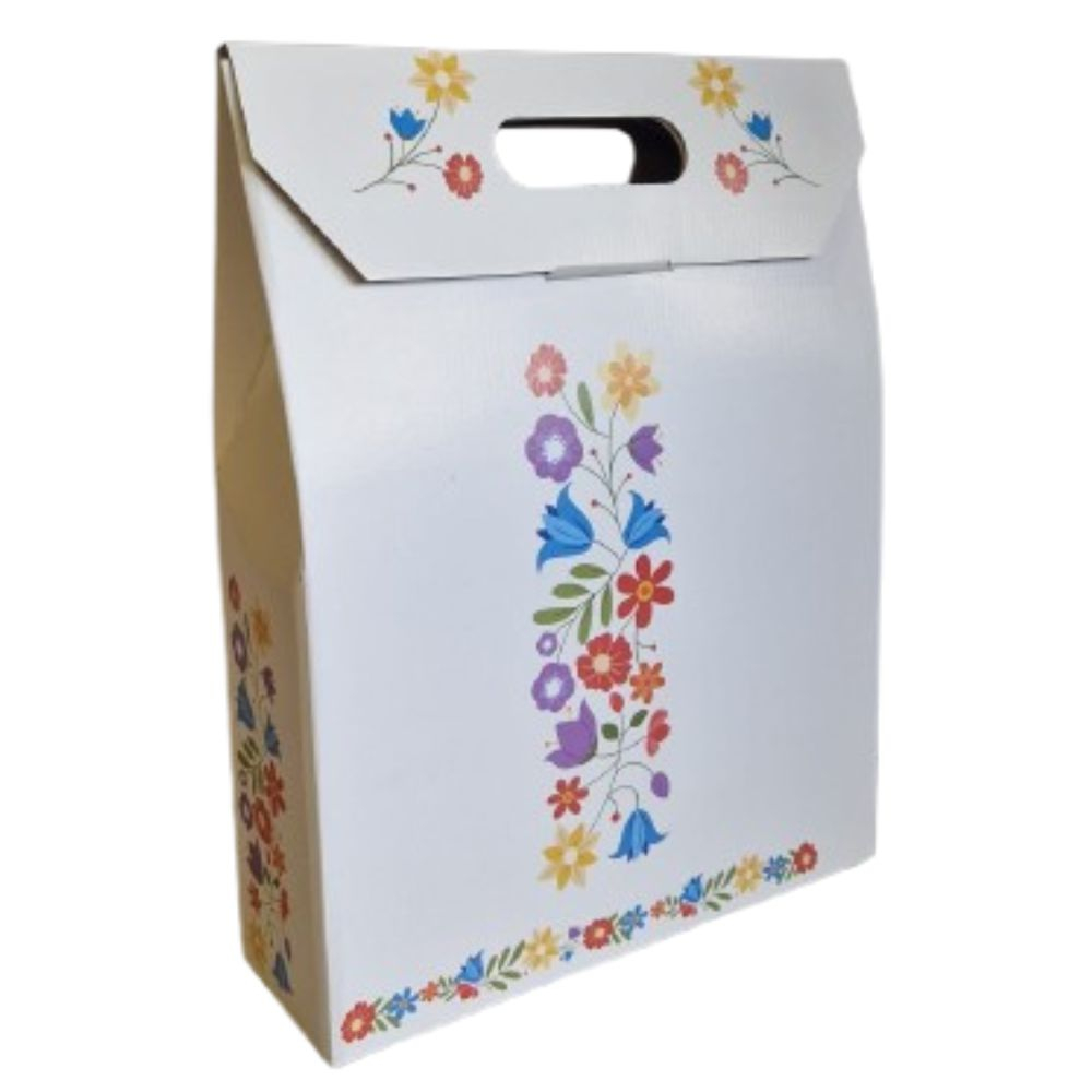 Cutie cadou carton ondulat model floral colorat 300x98x395 mm [2]