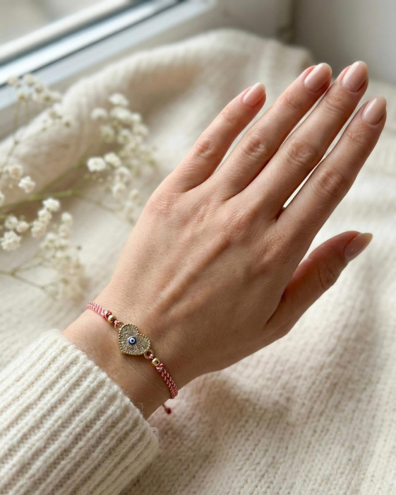 Set 12 bratari martisor inimioara aurie cu strasuri si ochisor protector [3]