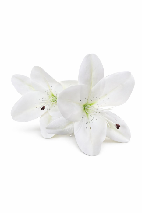 Crin artificial alb elegant cu 2 flori si boboc decorativ pe fir unic 63 cm [2]