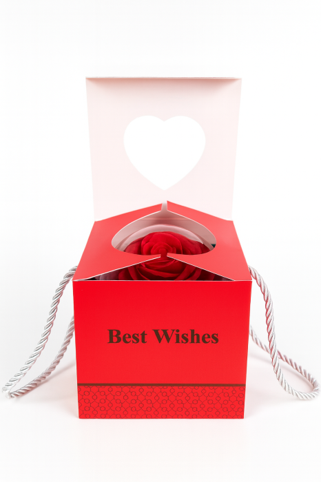 Cutie cadou, trandafir sub cupola transparenta [3]