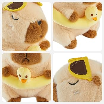 Capibara de Plus 30 cm cu Colac si Ratusca – Jucarie Pufoasa, Cadou Adorabil [3]