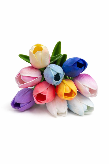 Set 10 lalele artificiale mix color, soft touch, inaltime 33 cm [3]