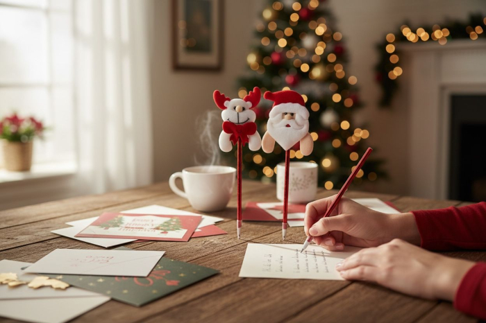 Set 12 pixuri Craciun cu figurine ren, urs polar si Mos Craciun [3]