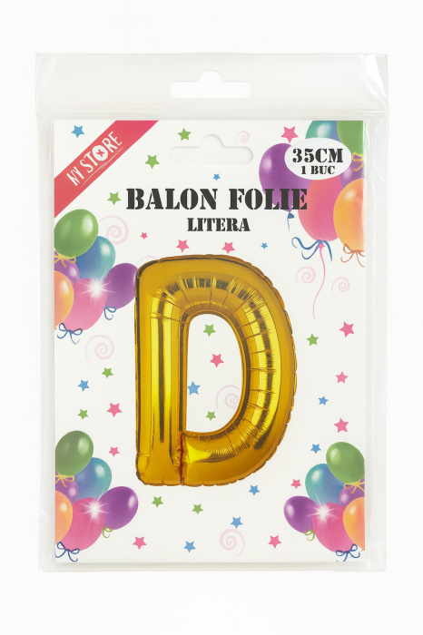 Balon folie litera D auriu 35 cm, decor aniversari si petreceri, 1 buc [2]