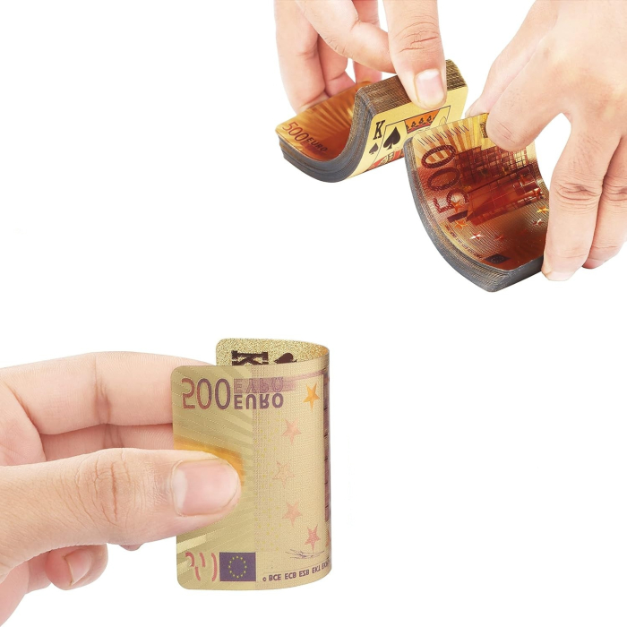 Carti de Joc Luxury cu Cutie Tip 500 Euro, Set Premium Metalic, Poker Edition [3]