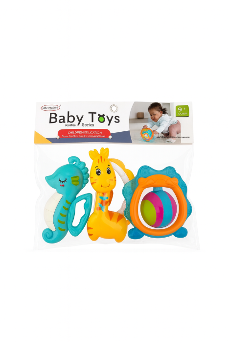 Set Jucarii Bebelusi Baby Toys, 3 Piese, Rattle & Dentitie, 23x21 cm, 9M+ [1]