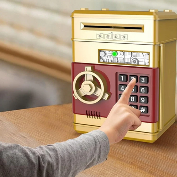 Seif interactiv pentru copii cu parola – pusculita electronica aurie [3]