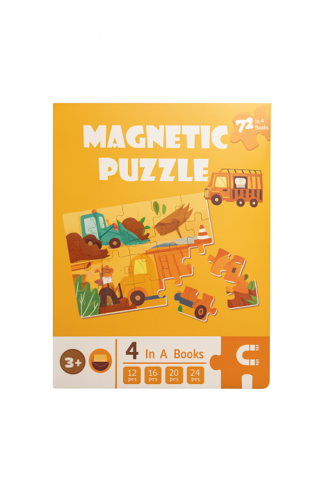 Puzzle Magnetic Carte – 4 puzzle-uri (12, 16, 20, 24 piese), 72 piese total, pentru copii 1+ [1]
