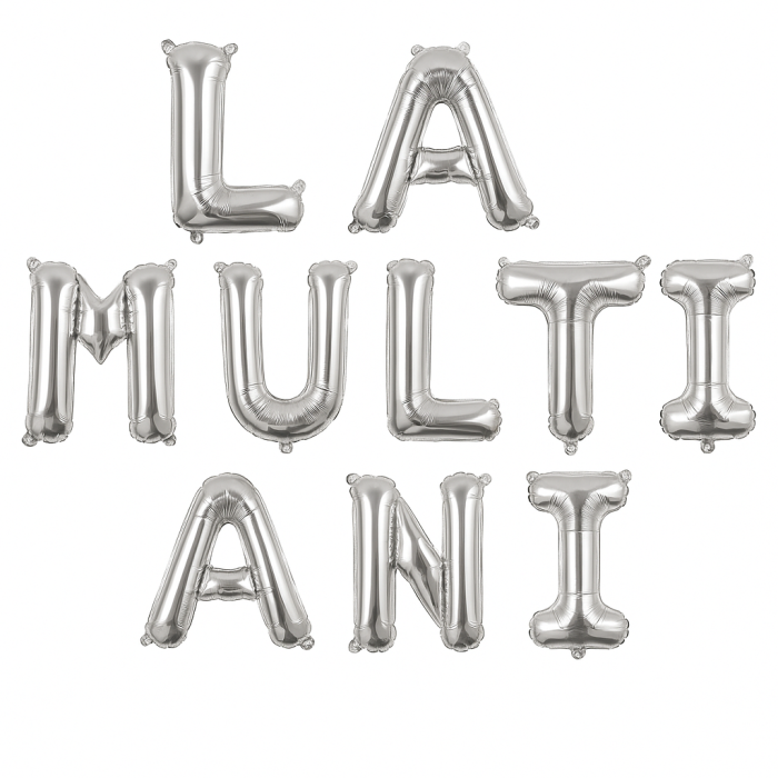 Set baloane folie LA MULTI ANI, argintiu, 40 cm, 10 litere, decor aniversar [1]