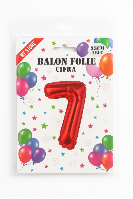 Balon folie cifra 7 rosu, 35 cm, pentru aniversari si petreceri, 1 buc [2]