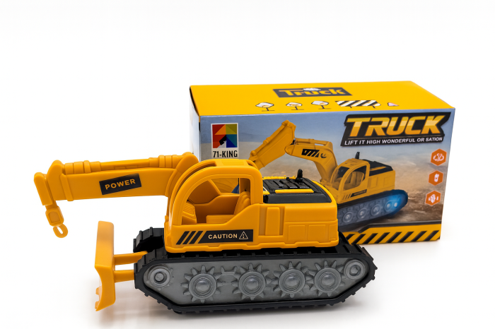 Excavator Jucarie 16x10 cm cu Baterii – Lumini, Sunete si Miscare, Utilaj Constructii pentru Copii [1]