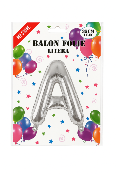 Balon folie litera A argintiu 35 cm, decor aniversari si petreceri, 1 buc [2]