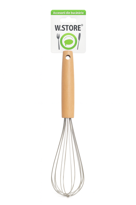 Tel de bucatarie din inox cu maner din lemn – Mixer manual rezistent [2]