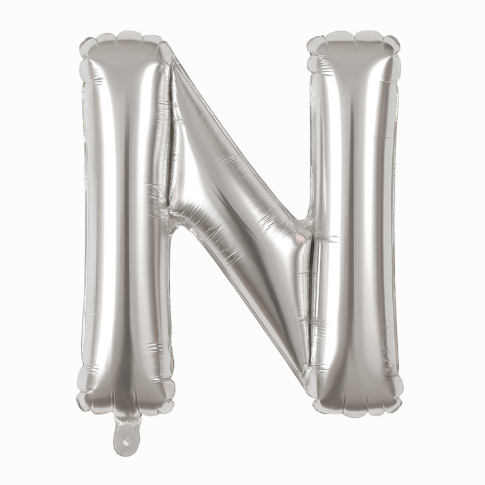 Balon folie litera N argintiu, 35 cm, decor petreceri si aniversari, 1 buc [1]