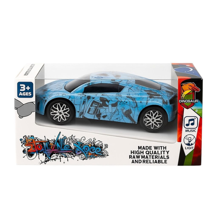 Mașinuță sport albastră cu dinozauri, muzică și lumini pentru copii 3+ [2]