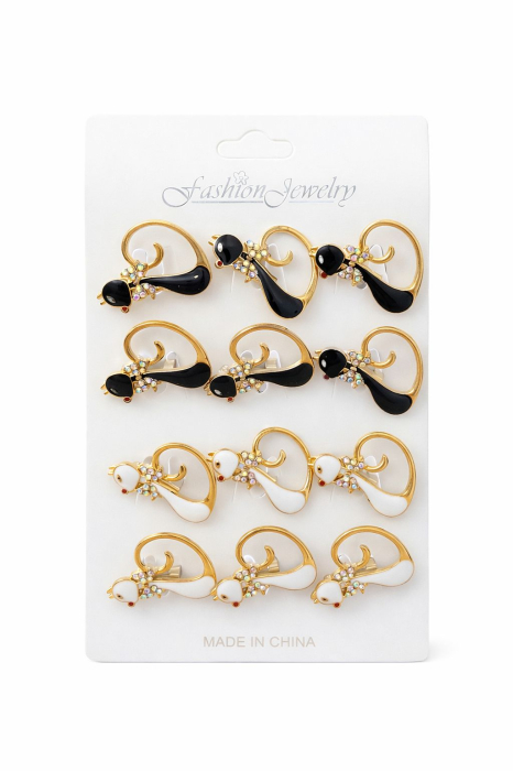 Set 12 brose martisor pisicuta dragalasa alba si neagra 20x11 cm [3]