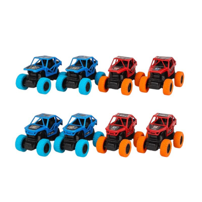 Set 8 Mașini Off-Road cu Roti de Cauciuc, Jucărie Mecanică Tip Monster Truck [1]