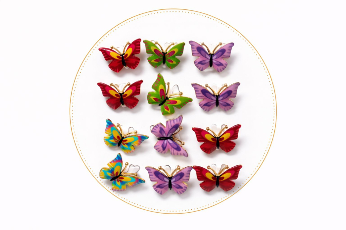 Set 12 brose martisor fluture colorat primavara 15x9cm [2]